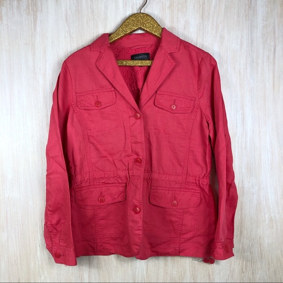 Talbots Coral Pink Button Lightweight Jacket - Picture 1 of 8